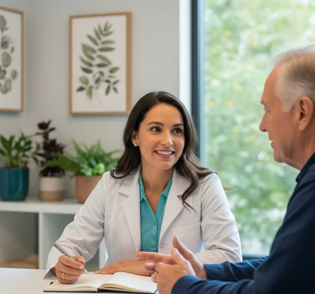 Naturopathic doctor providing supportive cancer care consultation in White Rock clinic.
