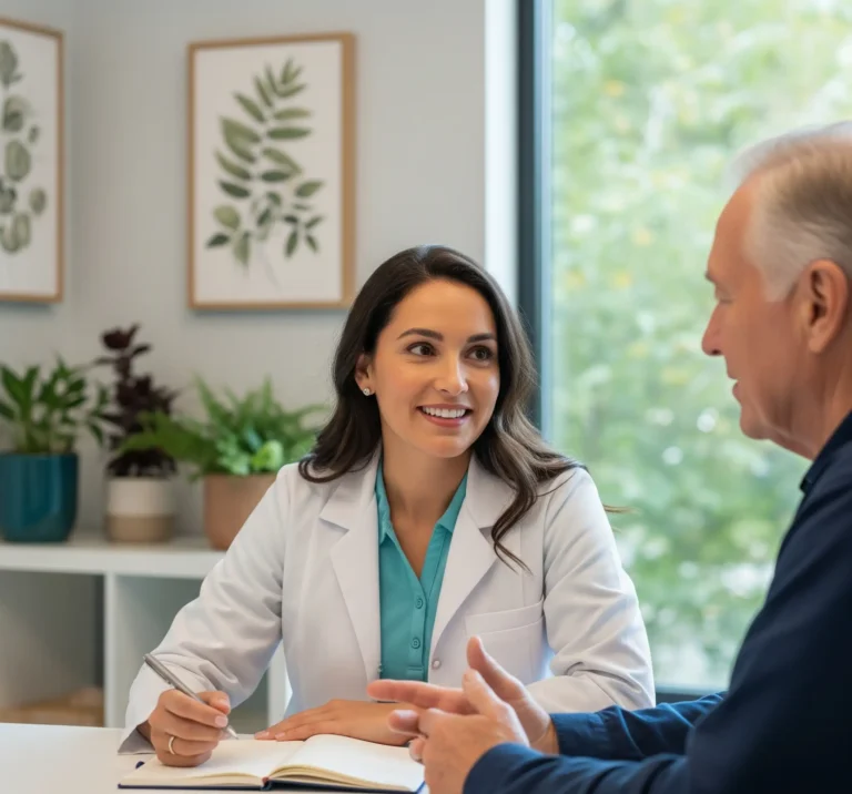 Naturopathic doctor providing supportive cancer care consultation in White Rock clinic.