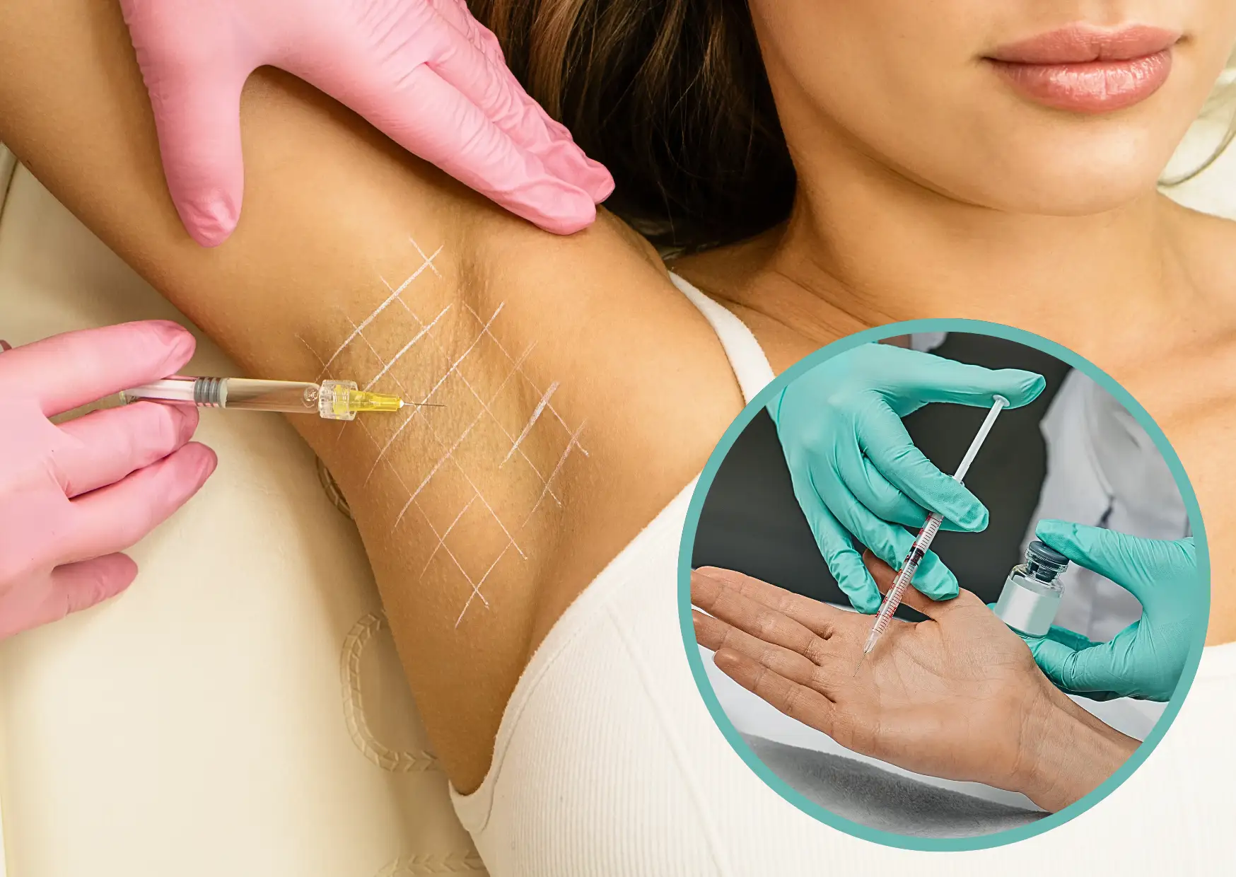 Botox treatment for hyperhidrosis in the underarms and hands at Natural Beauty Clinic in White Rock, BC.