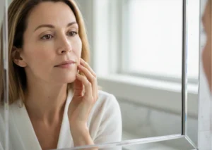 Patient noticing early sun damage and uneven skin tone before considering CoolPeel laser treatment