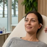 Under-eye rejuvenation consultation at Natural Beauty Clinic in White Rock BC using regenerative aesthetic treatments for dark circles and skin quality.